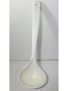 Vintage White Machi Melamine Soup Ladle 12" Heavy Duty